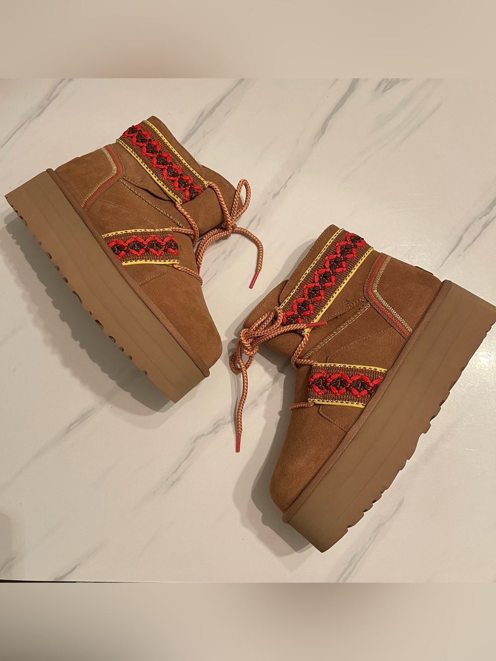 Classic mini II braided Tribal bohemian platform chestnut booties winter boots
